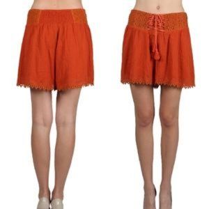 A'Reve burnt orange loose fit lace shorts. Very Comfortable